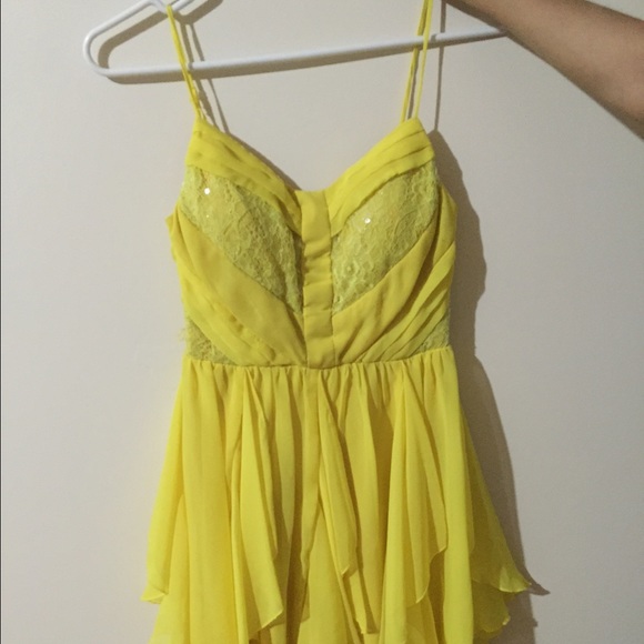 Yellow chiffon silk dress