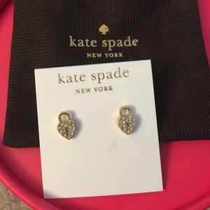 BNWT Kate Spade gold heart padlock earrings