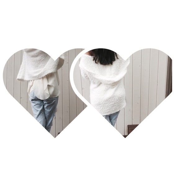 NWT Fuzzy, White Hood Cardigan - Picture 4 of 4