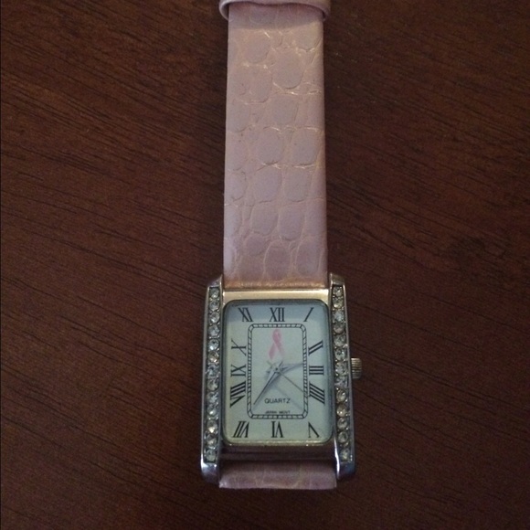 Offers! Pink Leather Band Breast Cancer Watch