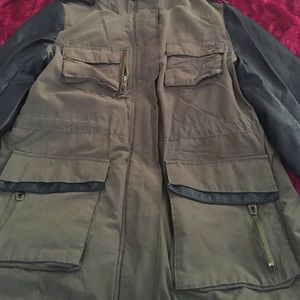 Army Jacket W/ Leather Sleeves