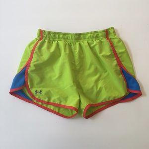 Neon Under Armour running shorts