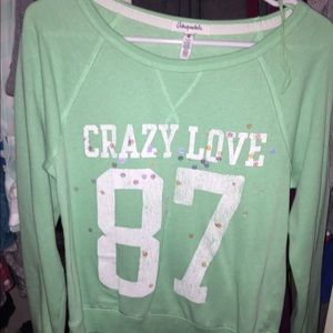 Cute mint green crop sweater top