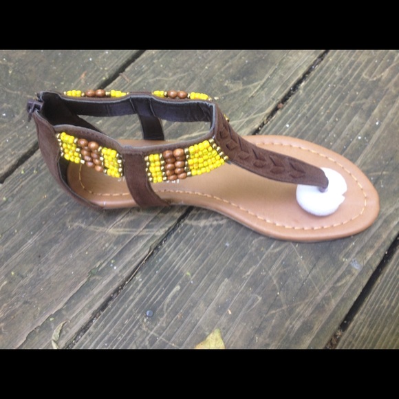 Brown beaded sandal size 7