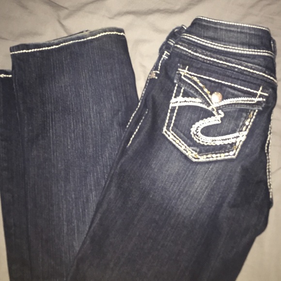 🎁 SOLD 🎁 Suki Flap Silver Jeans - Picture 1 of 3
