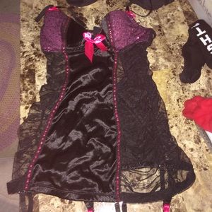Icollection lingerie pink and black