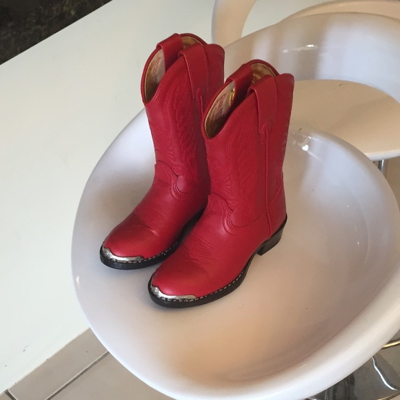 Girls red leather boots