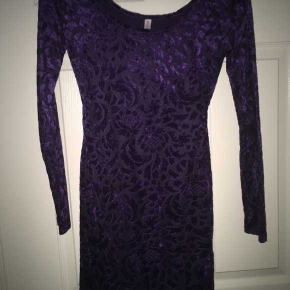 Purple and Black Velvet Dress