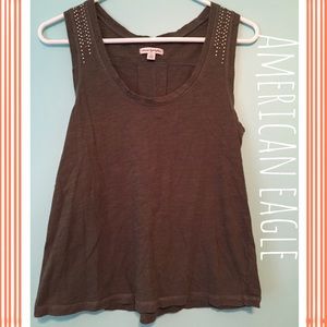 Green embellished tank