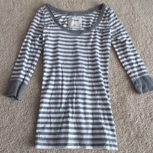 grey and white striped Abercrombie kids shirt