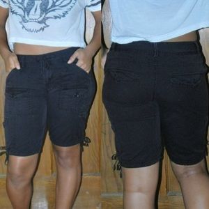 Black Drawer String Bermuda Shorts. Cargo Style!