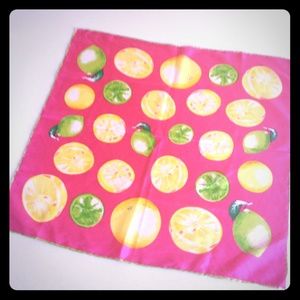 Summer pink scarf with lemons, limes!