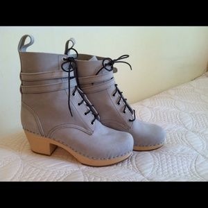 Sweedish Hasbeens Grey Lace Up Boot
