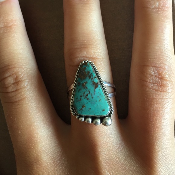 Genuine turquoise sterling silver ring