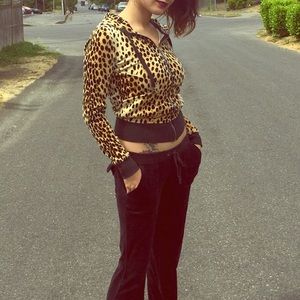 Juicy Couture leopard print velour jacket size P