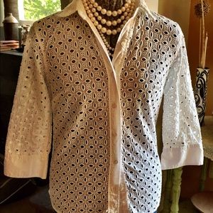 White eyelet summer top