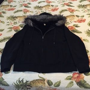 ❄️Green Tea Black Cable Knit HoodieW/FauxFur❄️