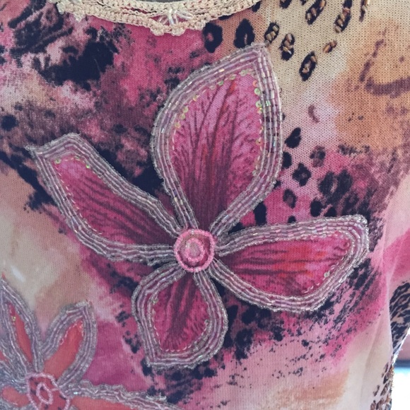 Printed knit top w/3/4 sleeves - Picture 4 of 4