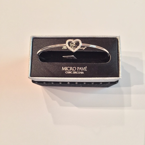 Silver Pave CZ Heart Bracelet