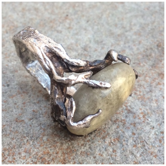 Vintage Jewelry - Vintage sterling handmade organic stone ring