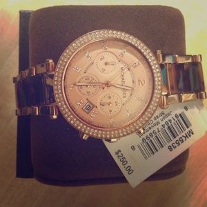 Michael Kors Rose Dial Watch with Jewelry Roll