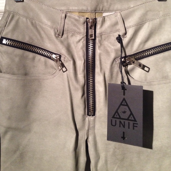 Unif high waisted grey PU pants