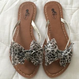 Leopard Print Bow Flip Flops