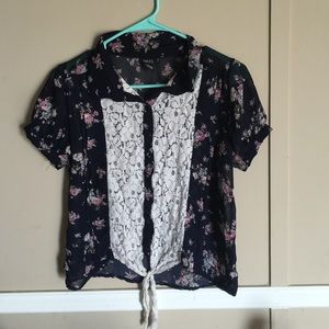 Rue 21 navy blue chiffon top