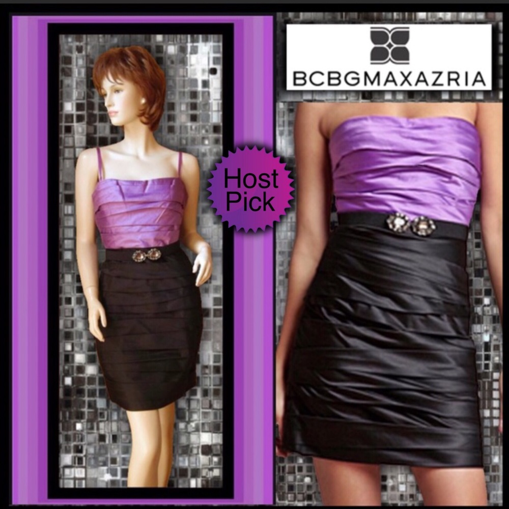 BCBG Maxazria Purple & Black bandage dress 12 NWT