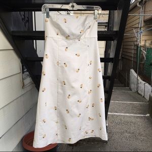 Pineapple embroidered strapless dress