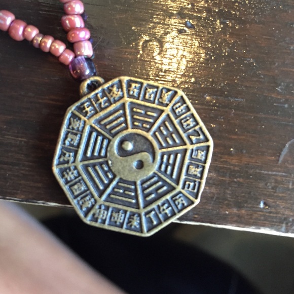 Purple Glass Beaded Necklace with charm - Picture 2 of 4