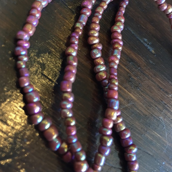 Purple Glass Beaded Necklace with charm - Picture 3 of 4