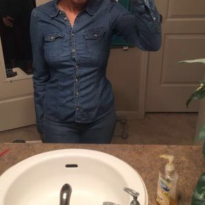 Dark Blue Denim Button Up