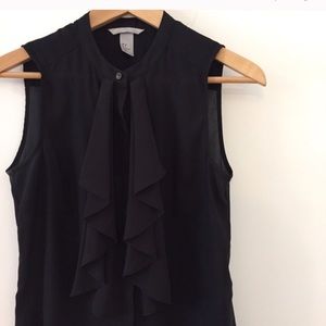 Black front ruffle top H&M