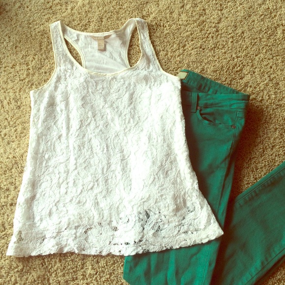 Banana Republic white lace tank