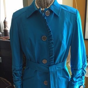 Teal polished cotton jacket