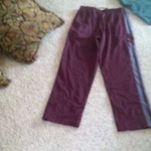Maroon and grey sweatpants