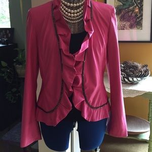 Pink jacket with black/silver chain detail