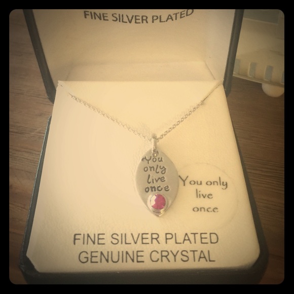 Fine Silver Plated Necklace w/ Genuine Crystal