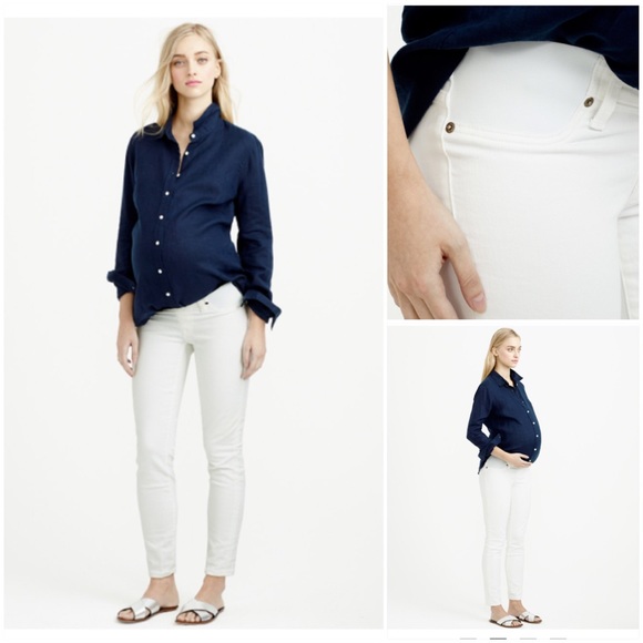 Maternity pull-on toothpick jean in chalk