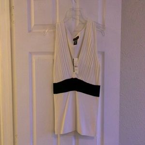 New York & Co Cream and black dressy tank