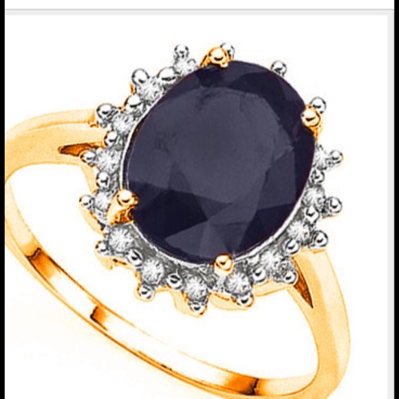 Enhanced Sapphire and Diamond Ring - Picture 1 of 4