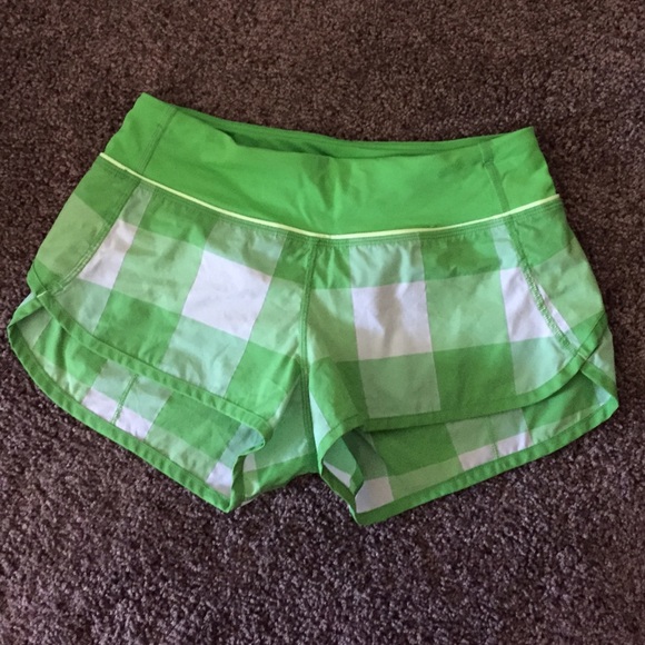Rare green and white lululemon speed shorts!