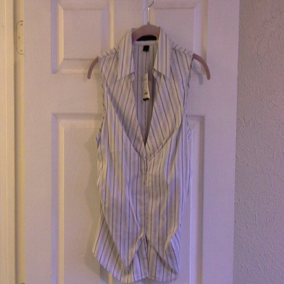 Express  black, white,  and gray striped tank