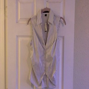 Express  black, white,  and gray striped tank