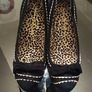 Jessica Simpson black ivory bow Jeorge heels 7 7.5