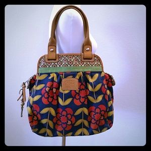 Fossil Canvas and Leather Large Handbag