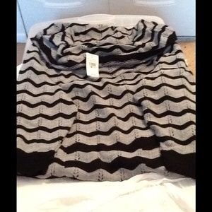 Ashley Stewart Black And Grey Asymmetrical Sweater
