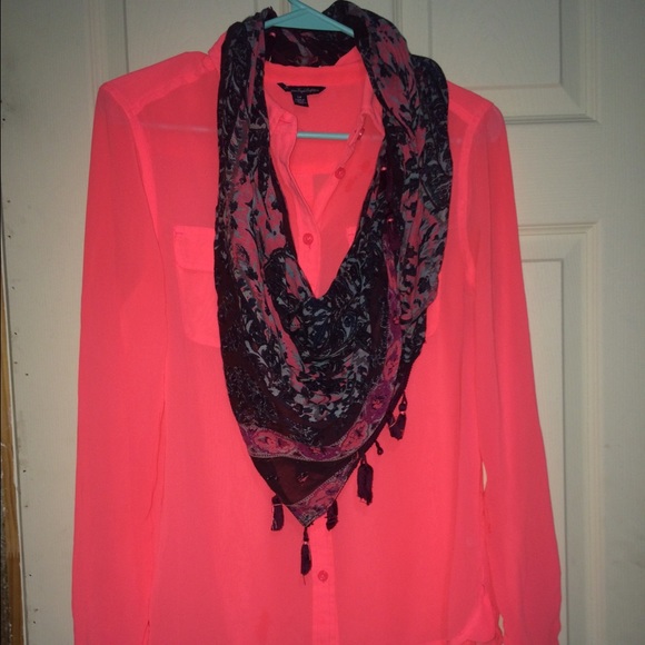 American eagle sheer pink shirt,and scarf included