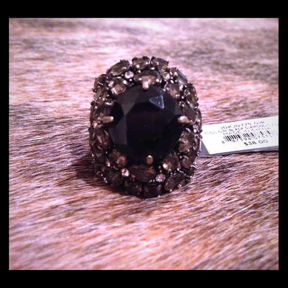 BCBG large black and gray stone ring